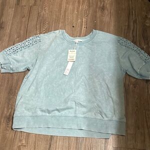 Hayden Women's Light Blue Sweatshirt with Lace Detail